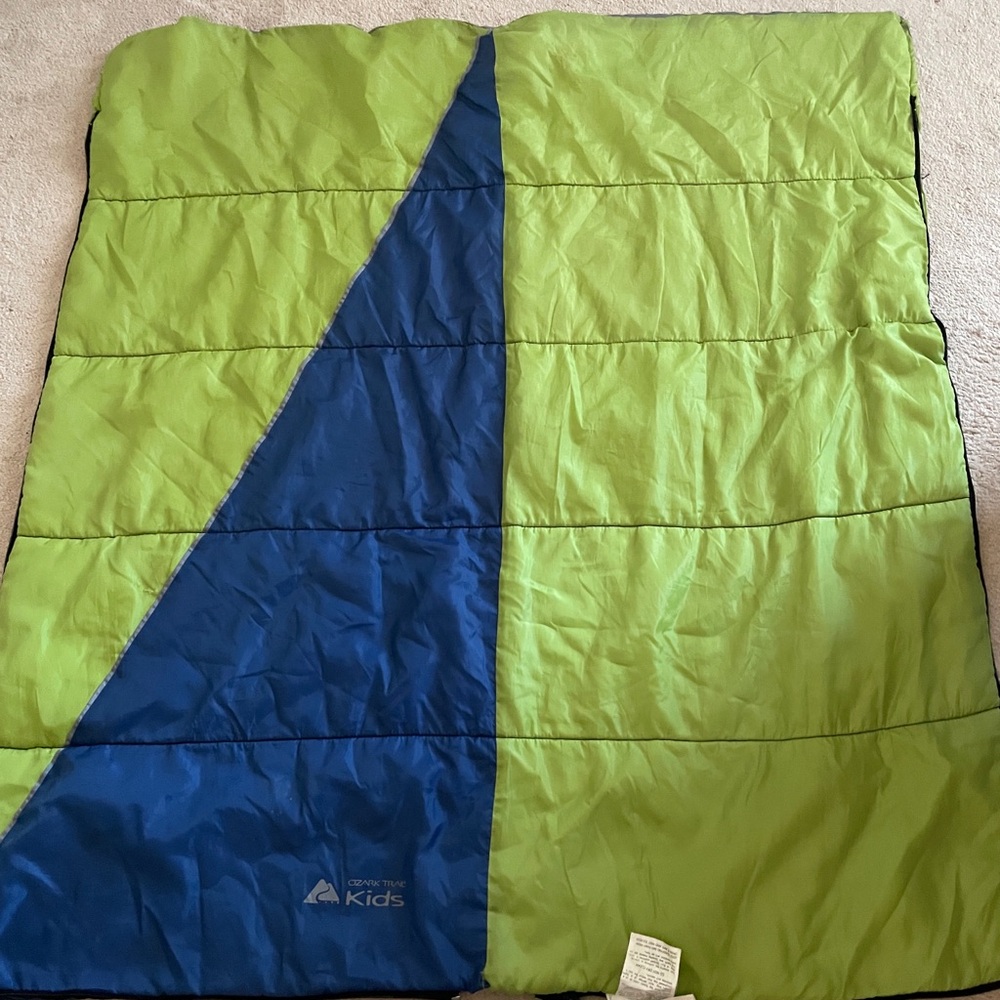 Ozark Trail Kids Lime Green and Blue Cozy Sleeping Bag